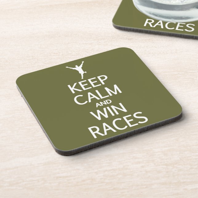 Keep Calm & Win Races custom color coasters (Left Side)