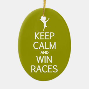 Keep Calm & Win Races custom color ornament