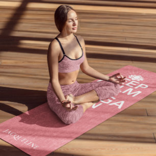 Keep Calm Yoga On Monogram Lotus Coral Mat