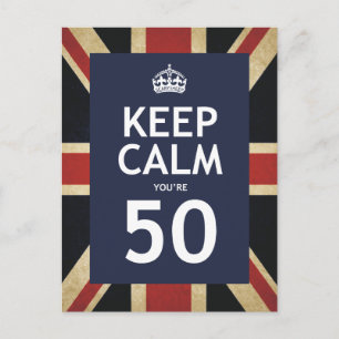 Keep Calm You're 50 Postcard