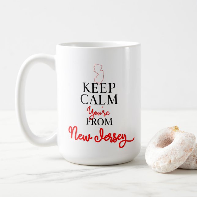 Keep Calm You're from New Jersey Coffee Mug (With Donut)
