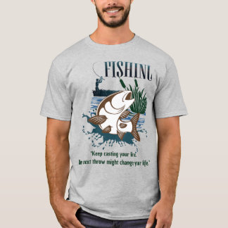 "Keep Casting Your Line" Vintage Fishing Art T-Shirt