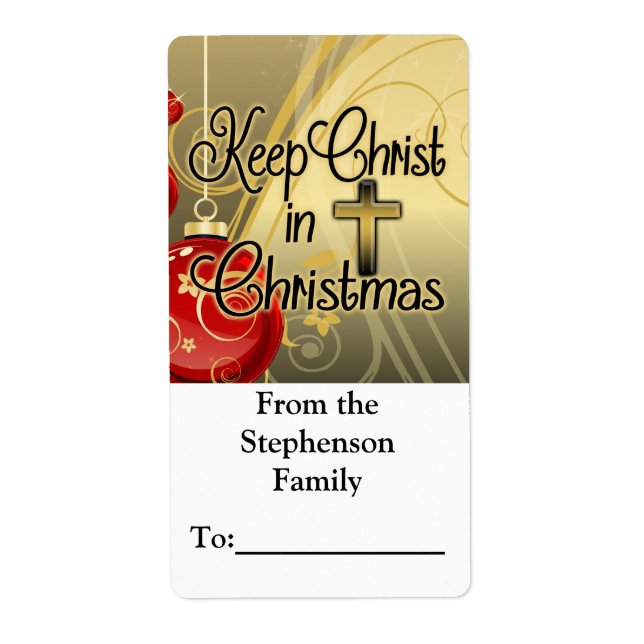 Keep Christ in Christmas, Christian Gift Tag (Front)