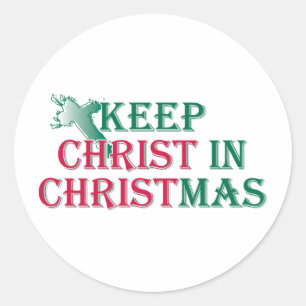 Keep Christ in Christmas - cross Classic Round Sticker
