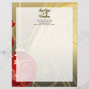 Keep Christ in Christmas, Gold/Red Christian Letterhead Template
