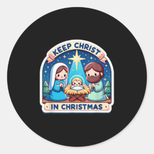 Keep Christ In Christmas Nativity Scene Manger Jes Classic Round Sticker