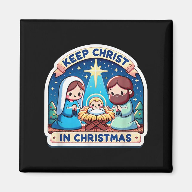 Keep Christ In Christmas Nativity Scene Manger Jes Magnet (Front)