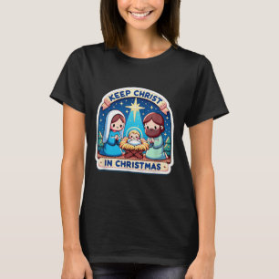 Keep Christ In Christmas Nativity Scene Manger Jes T-Shirt