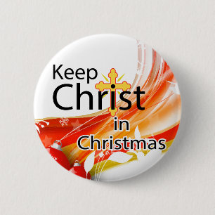 Keep Christ in Christmas, Swirl 6 Cm Round Badge