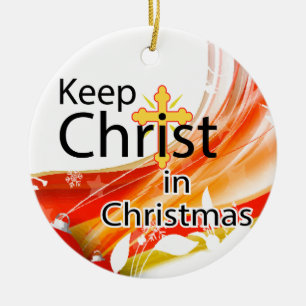 Keep Christ in Christmas, Swirl Ceramic Tree Decoration