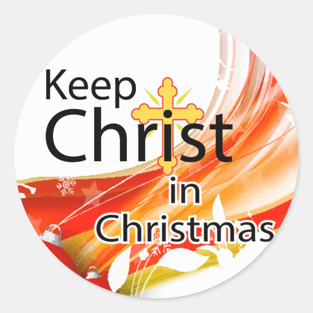 Keep Christ in Christmas, Swirl Classic Round Sticker (Front)