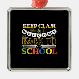 Keep Clam And Welcome Back To School Metal Tree Decoration