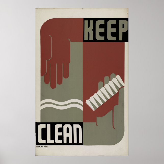 Keep Clean 1938 WPA Vintage Poster (Front)