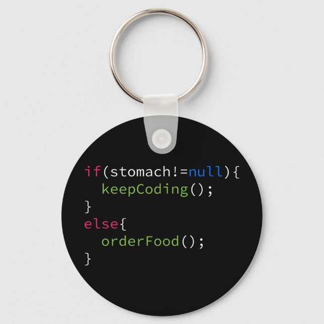 Keep Coding or Order Food Key Ring (Front)