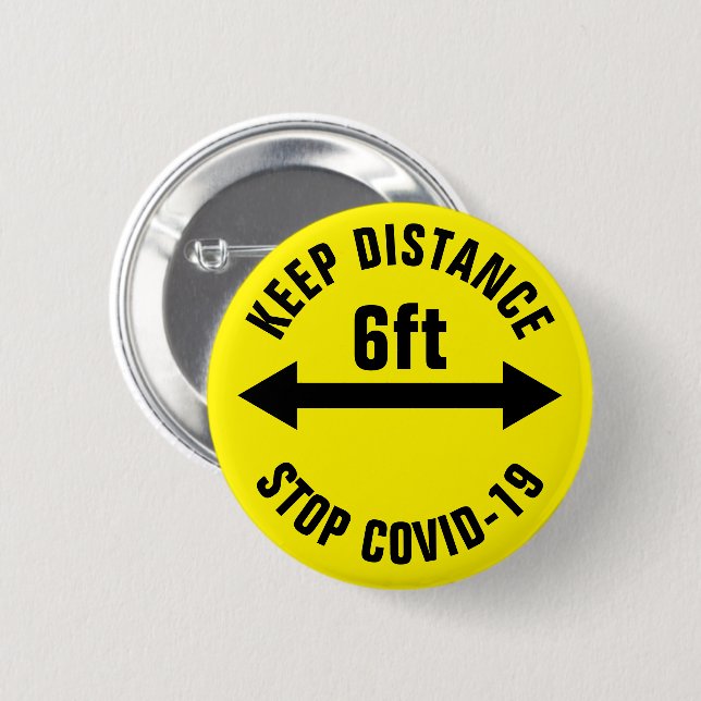 Keep Distance 6ft Help Stop Covid19 Corona Virus 6 Cm Round Badge (Front & Back)