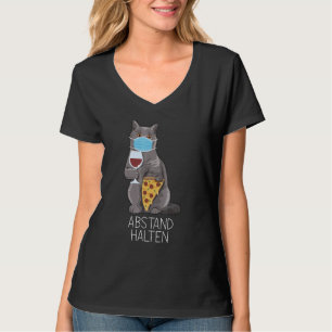 Keep Distance Cat Kitten With Mouth Guard Face Ma T-Shirt