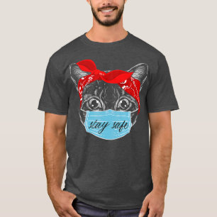 Keep Distance Cat Kitten with Mouthguard Face T-Shirt