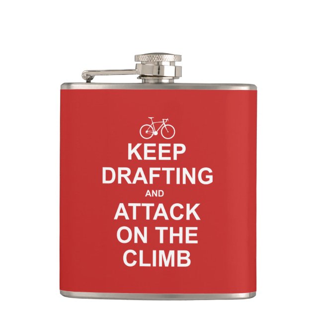 Keep Drafting And Attack On The Climb Hip Flask (Front)