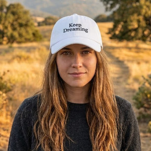 Keep Dreaming Embroidered WhiteInspirational Cap