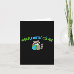 Keep earth clean cute racoon earth day eco card