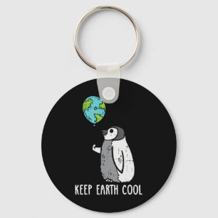 Keep Earth Cool Penguin Lloon Earth Day Animal Lov Key Ring