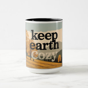 Keep Earth Cosy Vintage Fall Eco Sustainable Art Mug