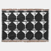 Keep 'Em Coming Martini Throw Blanket (b&w)