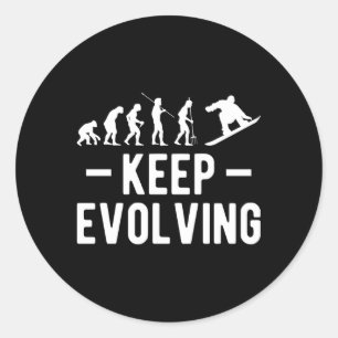 Keep Evolving Snowboarder Evolution Classic Round Sticker