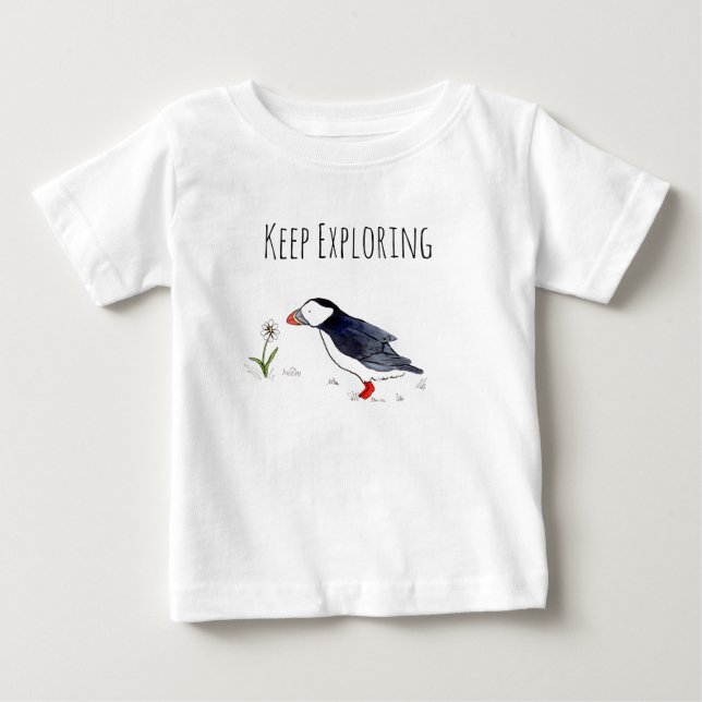 Keep Exploring Lettering with Atlantic Puffin Baby T-Shirt (Front)