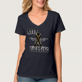 Keep Fighting Melanoma Ladies Nano V-Neck T-Shirt