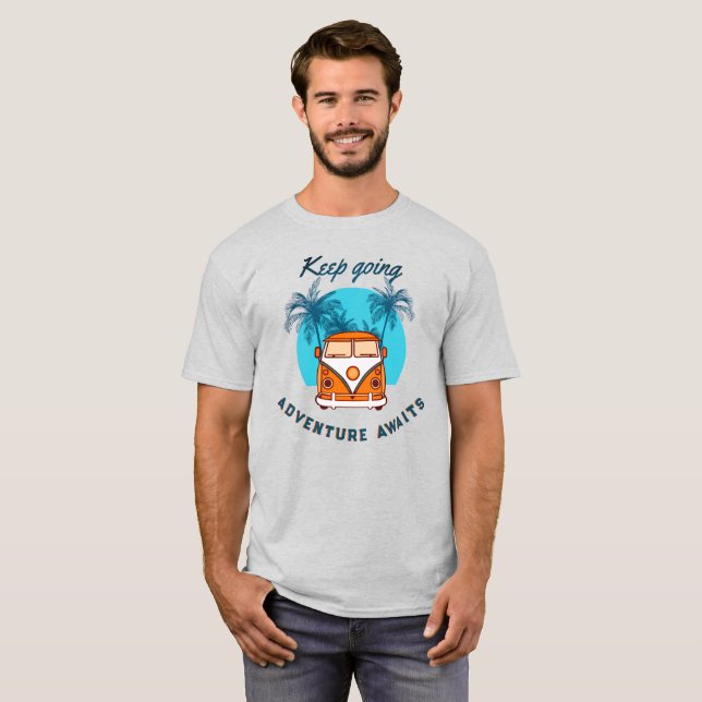 Keep Going Adventure Awaits T-Shirt – Retro Van  (Front Full)