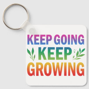 Keep Going, Keep Growing - Aluminium Square Keycha Key Ring