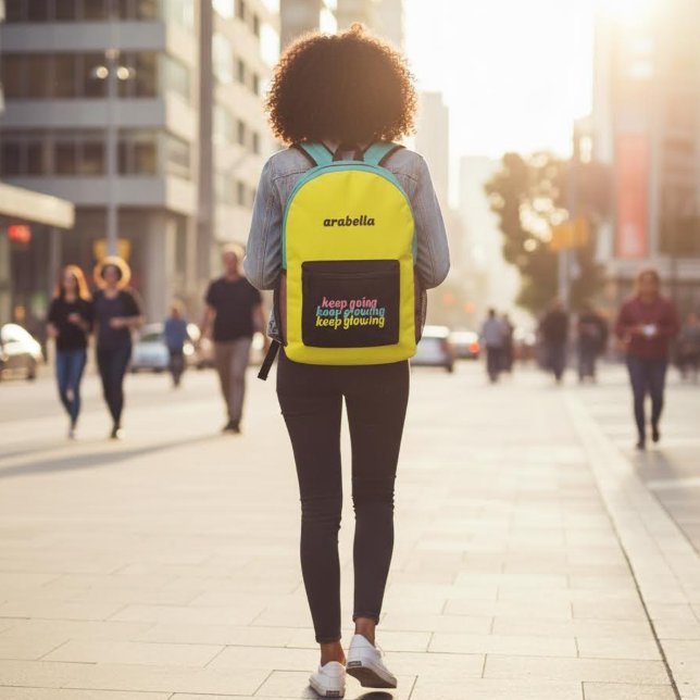 Keep Going Keep Growing Keep Glowing Backpack (Encourage someone special with this, "Keep Going Keep Growing Keep Glowing" personalized backpack! )