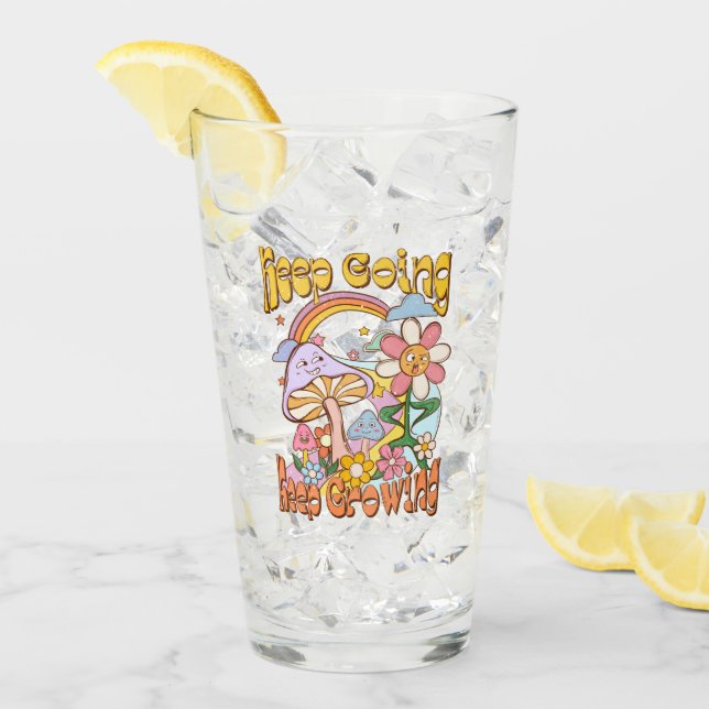 Keep Going, Keep Growing | Mushroom & Floral Glass (Front Ice)