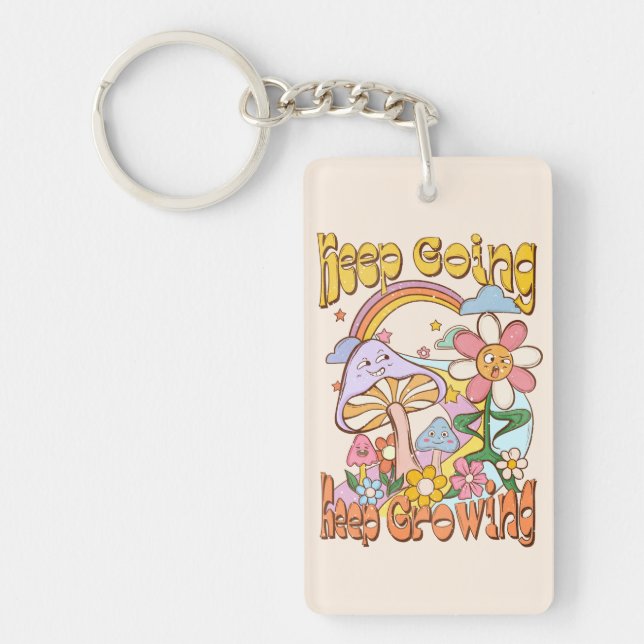 Keep Going, Keep Growing | Mushroom & Floral Key Ring (Front)