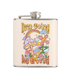 Keep Going, Keep Growing – Mushrooms & Flowers Hip Flask