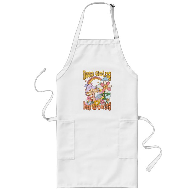 Keep Going, Keep Growing – Mushrooms & Flowers Long Apron (Front)