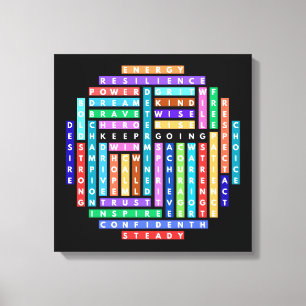 Keep Going Motivational Word Search Quest Circle Canvas Print