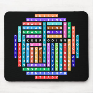 Keep Going Motivational Word Search Quest Circle Mouse Mat