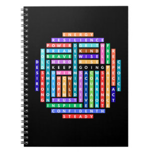 Keep Going Motivational Word Search Quest Circle Notebook