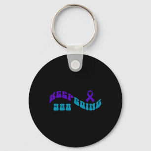 Keep Going Purple Teal Suicide Awareness Ribbon Key Ring