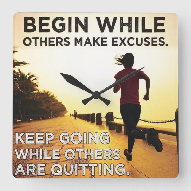 Keep Going - Women's Running Workout Motivational Square Wall Clock (Front)