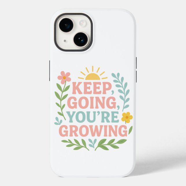Keep Going You’re Growing Motivational Floral  Case-Mate iPhone Case (Back)