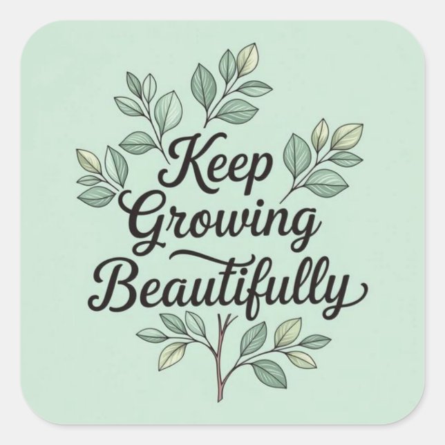 Keep growing beautifully  square sticker (Front)