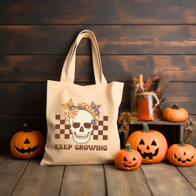 Keep Growing Retro Groovy Halloween Tote Bag (Creator Uploaded)