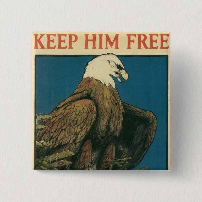 Keep Him Free 15 Cm Square Badge (Front)