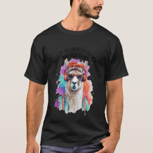 Keep Homeschool Weird Funny Llama Home Education D T-Shirt