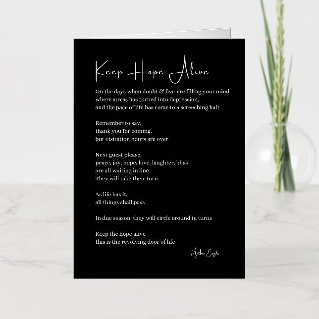 Keep hope alive inspirational poem poetry  foil greeting card (Front)