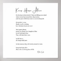 Keep hope alive inspirational poem wall poster