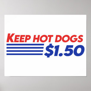 Keep Hot Dogs $ 1.50 Poster